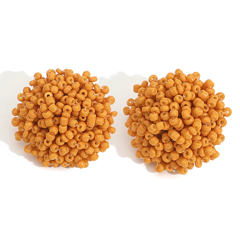 Aensoa Simple Multicolor Ethnic Resin Handmade Beaded Earrings For Women Accessories Bohemia Geometric Earrings Fashion Jewelry