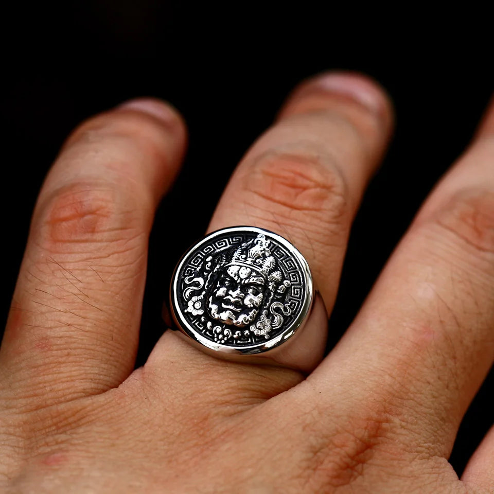 BEIER 2024 Nouveau Style 316L Acier Inoxydable Jaune Jambhala Anneau La Bague Bouddhiste Kylin Bijoux En Gros