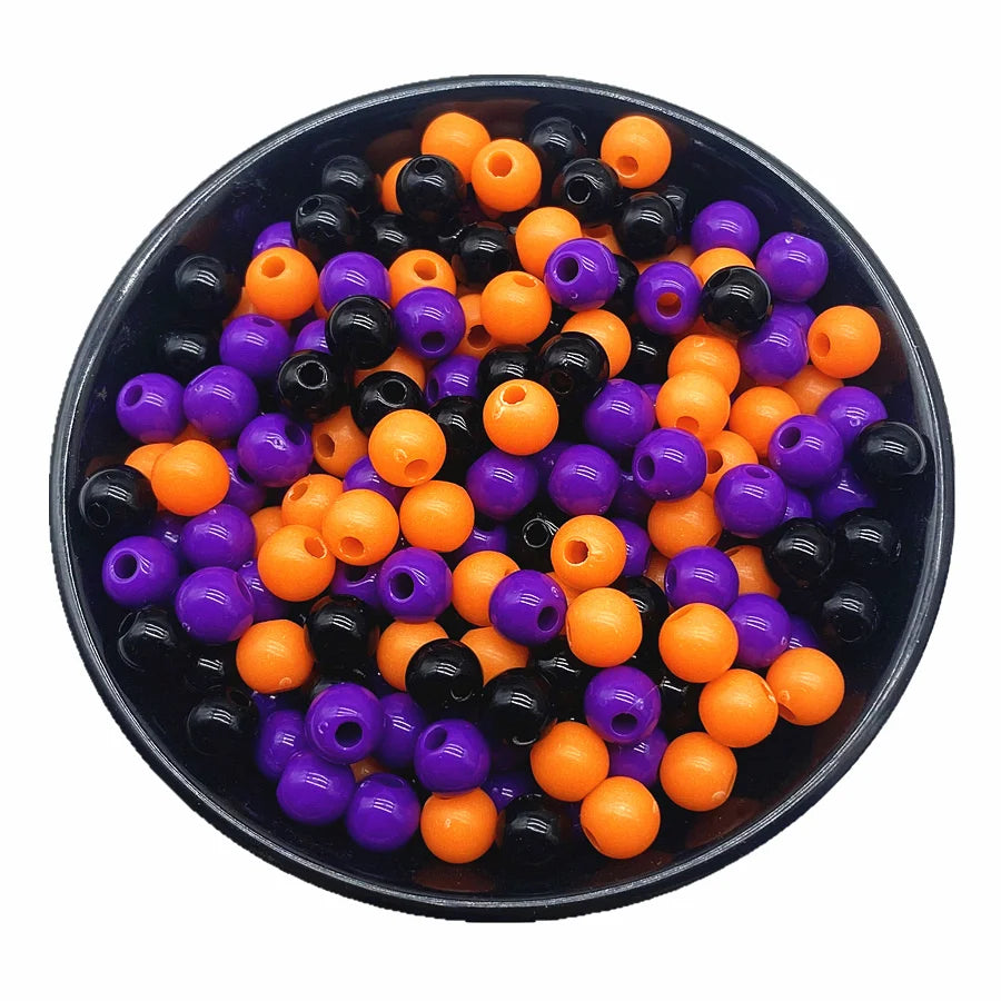 4/6/8/10mm Halloween Color Series Acrylic Round Beads For DIY Necklace Bracelet Earrings Handicraft Pendant Jewelry Making