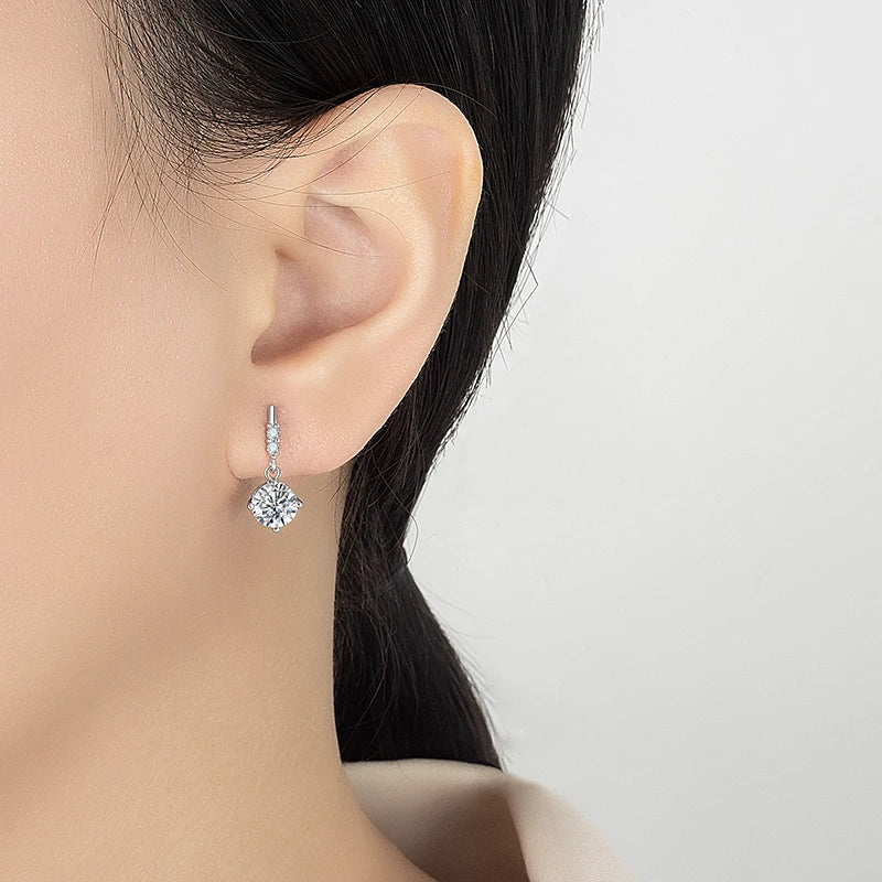 PERFA﻿NY 0.5/1CT Moissanite Drop Earring Women S925 Pure Silver Four Claw Laboratory Diamond Fashion Luxury Wedding Jewelry - Madeinsea©