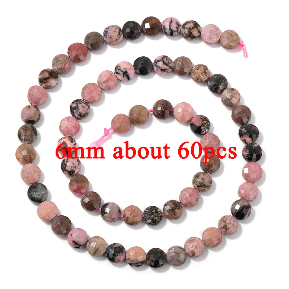 Wholesale Natural Pink Black Rhodonite Stone Beads Round Oval Rondelle Loose Spacer Gem Bead For Jewelry Making DIY Accessories