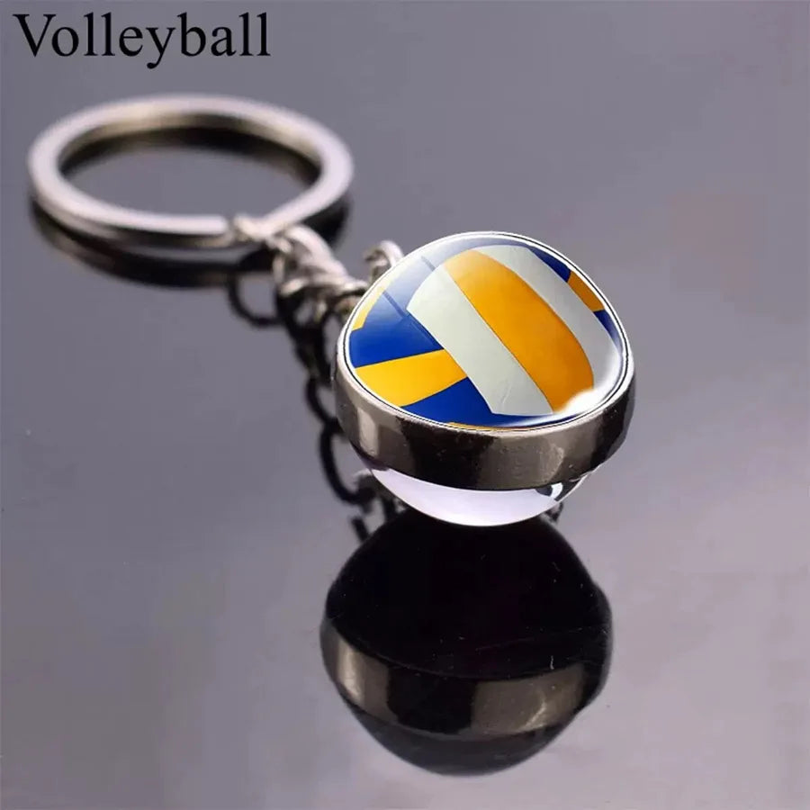 New Football Basketball Baseball Tennis Volleyball Keychain Unisex Bag Decoration Metal Holder Pendent Keyring Cycling Jewelry