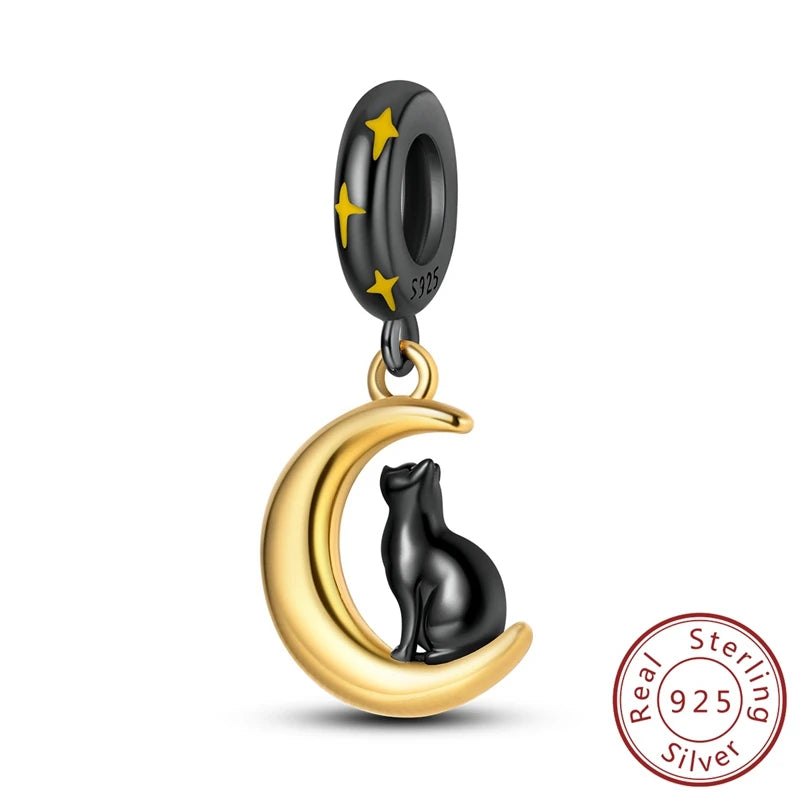 100% Real 925 Sterling Silver Charms Beads Stars Moon Pendant Fit Original Charms Bracelets Bangle DIY Jewelry Gifts