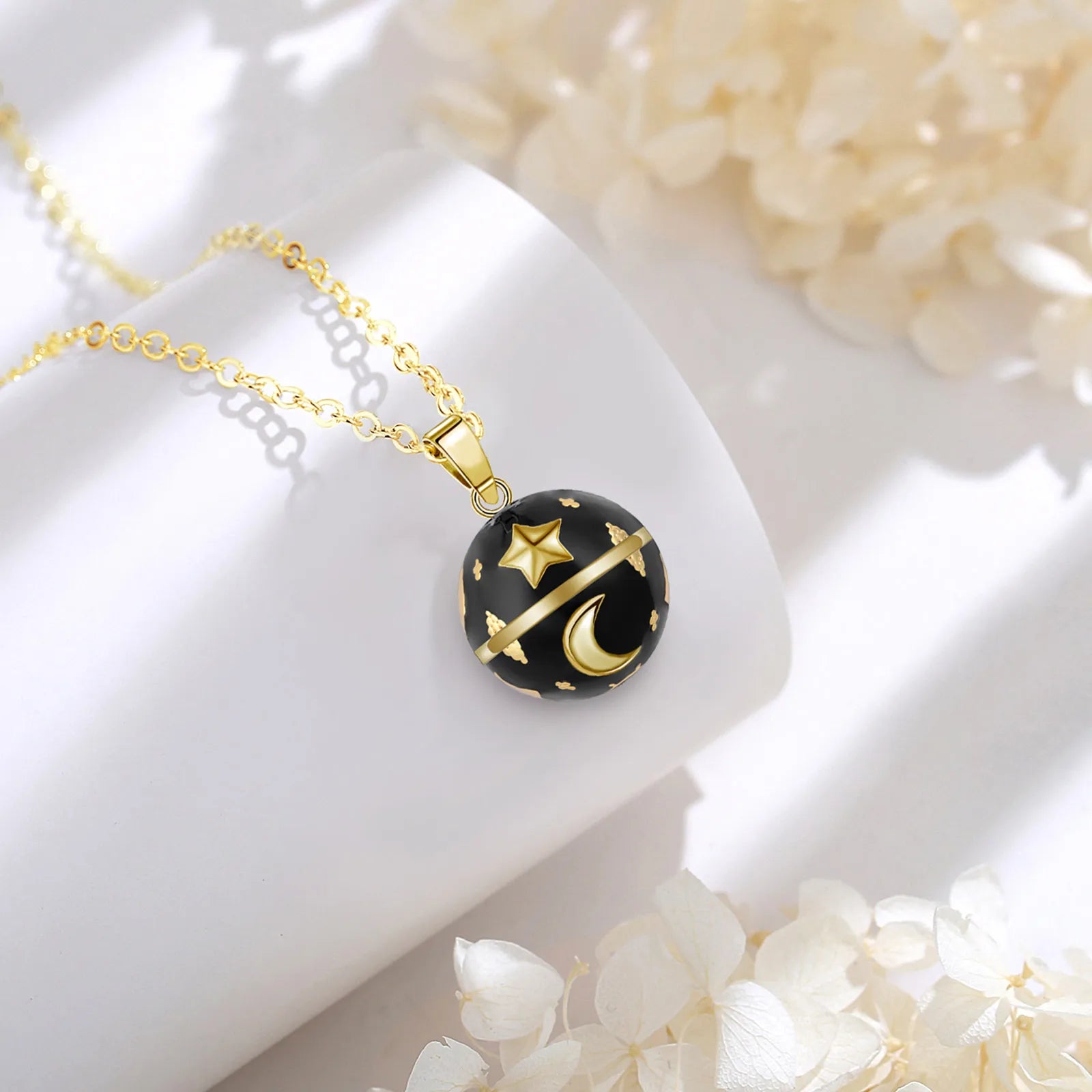 Eudora Collier Bola de Grossesse Collier Étoiles Lune Ange Appelant Musical Cloche Pendentif llamador de ángeles Bijoux pour Enceinte