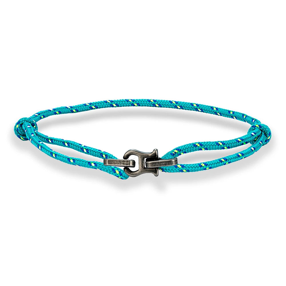 MKENDN Punk Style Vintage Oxidized Black Horseshoe Buckles Chain Link Rope Bracelet For Men Women Stainless Stell Jewelry Gifts