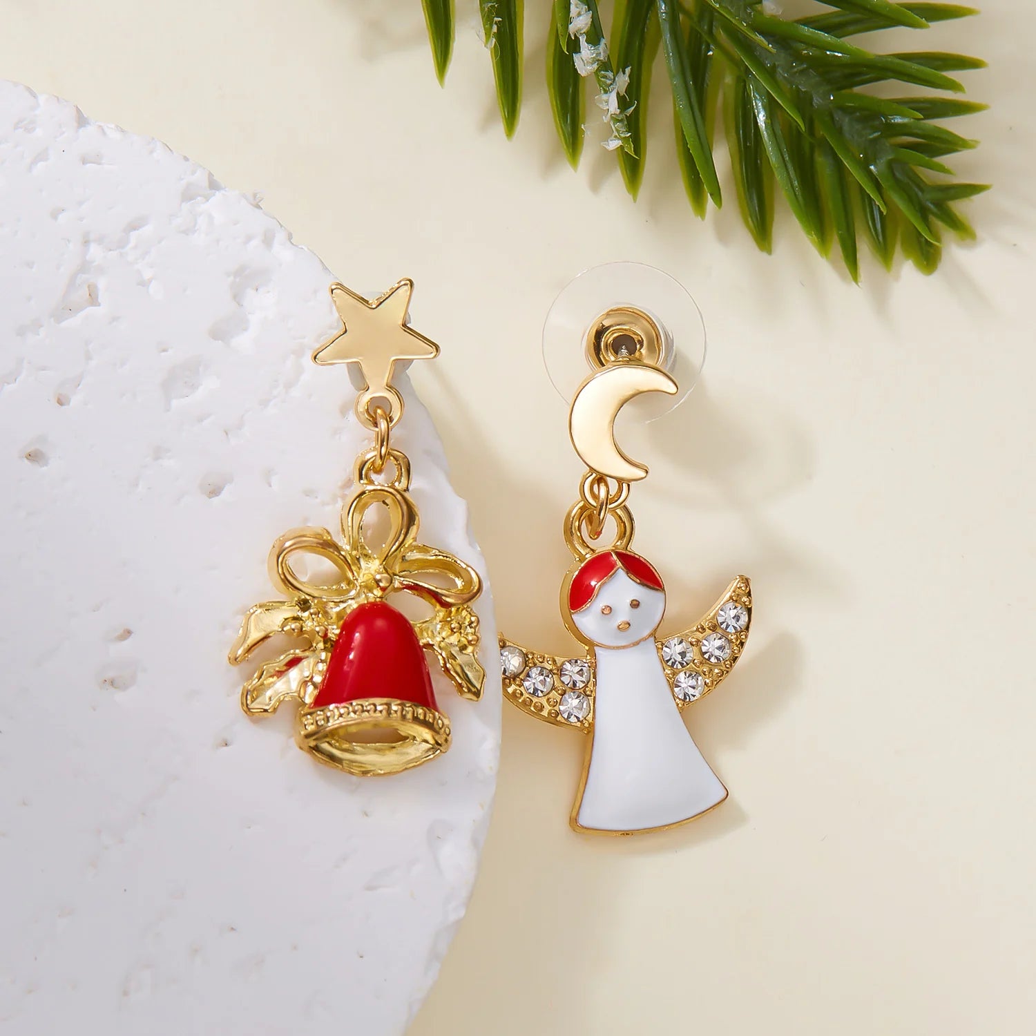 Christmas Asymmetrical Dangle Earrings For Women Santa Claus Christmas Tree Snowman Angel Zircon Pendant Earring Xmas Jewelry