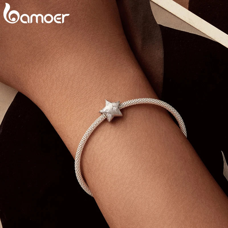 BAMOER Solid 925 Sterling Silver Star CZ Charm Bead fit Original Bracelet Jewelry DIY bamoer Classic Charm BSC1079