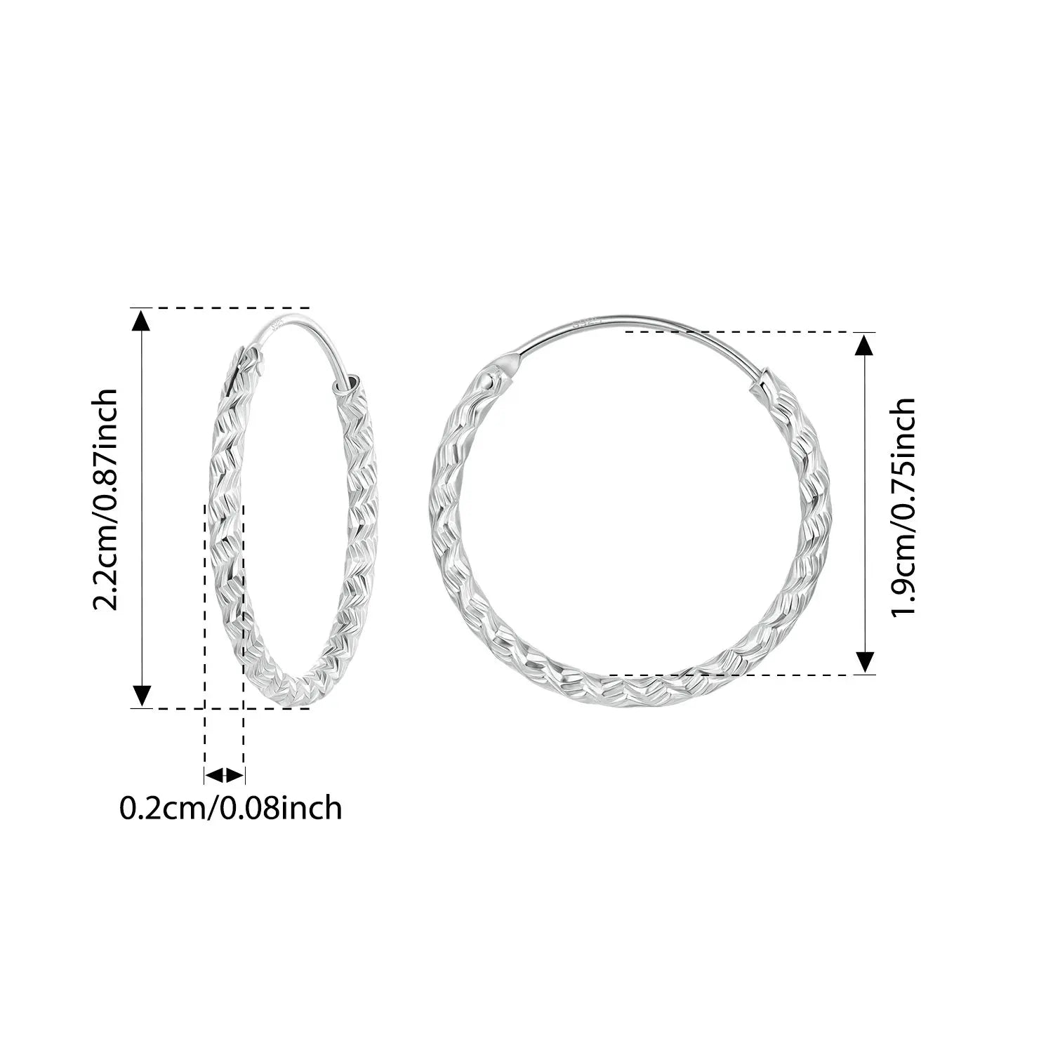 BAMOER 925 Sterling Silver Carved Floral Silver Large Hoop Earrings, Geometric Round Ear Cuff for Women Punk Jewelry Gift