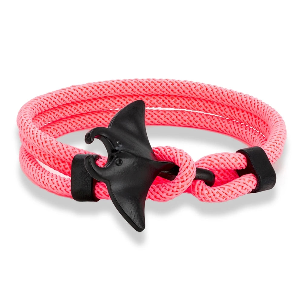 MKENDN Ocean Style Manta Ray Multilayer Rope Bracelet Charms Men Women Beach Wristband Adjustable Jewelry Homme