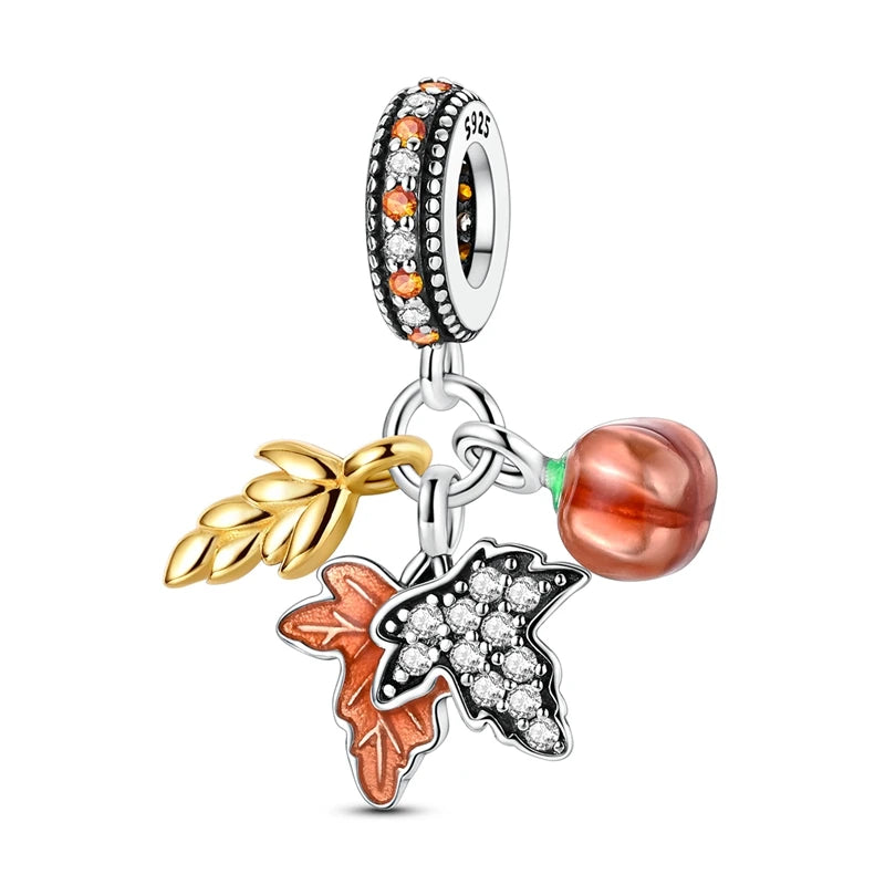 925 Sterling Silver Golden Charms CZ Zirconium Luggage Cross Traveling Dangle Bracelet DIY Jewelry Gifts for Women