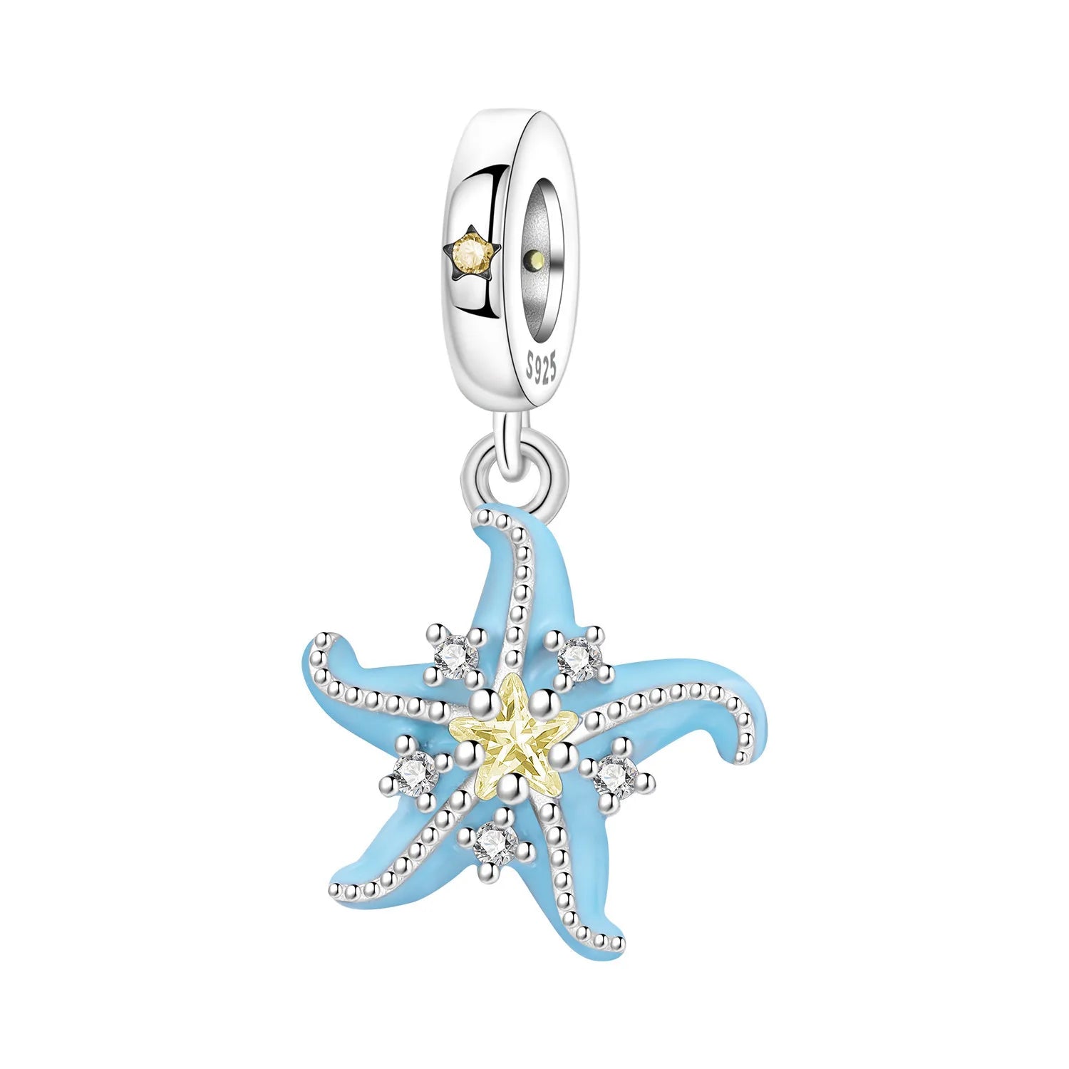 PANPOKI 925 Sterling Silver Blue Fish Lucky Symbol Beads Original Pendants Bracelet Charm Jewelry Party DIY Trendy Gifts