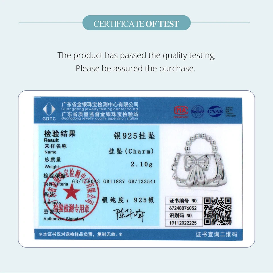 BAMOER Solid 925 Sterling Silver Bowknot Handbag Charm Pendant fit Original Bracelet Jewelry DIY bamoer Classic Charm SCC2994