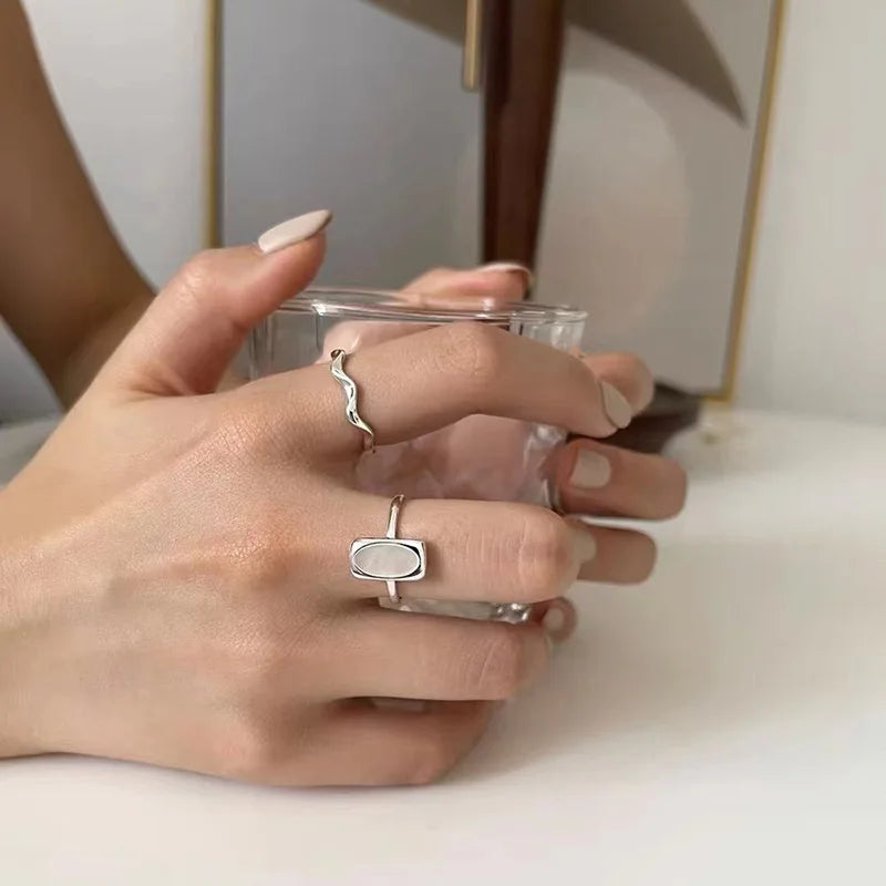 925 Sterling Silver Geometric Unique Double Lines Rings for Women Bohemian Adjustable Open Vintage Ring For Party Birthday Gift - Madeinsea©