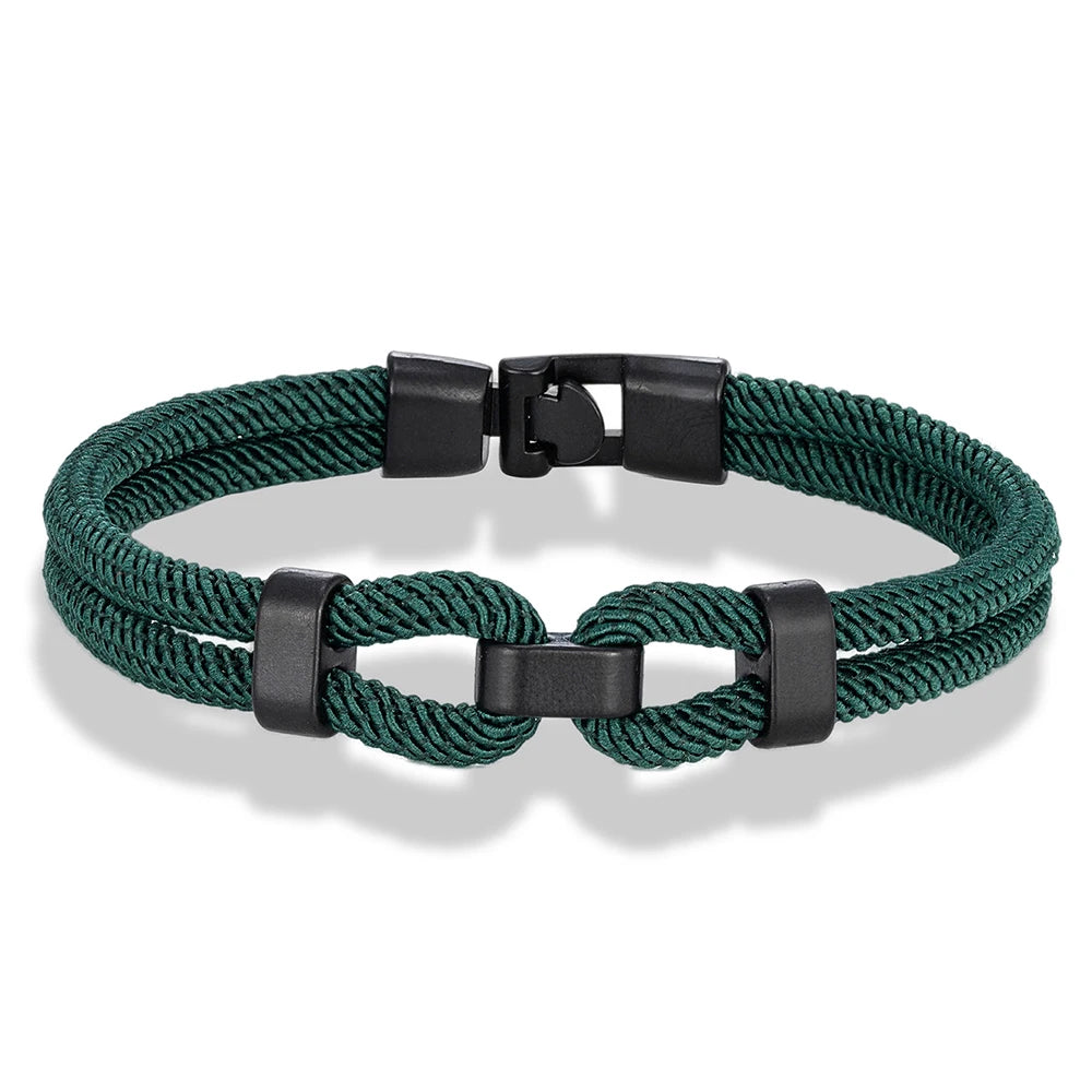 MKENDN Unique Sailing-Inspired Knot Bracelet For Men Black Easy Buckle Rope Bracelet Gifts For Him Nautical Wrap Jewelry Gifts - Madeinsea©