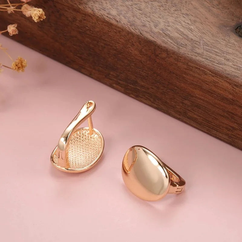 High Quality 14k rose gold Round Earrings Luxury Female Personality Wild Jewelry Brincos Orecchini Earring For Women