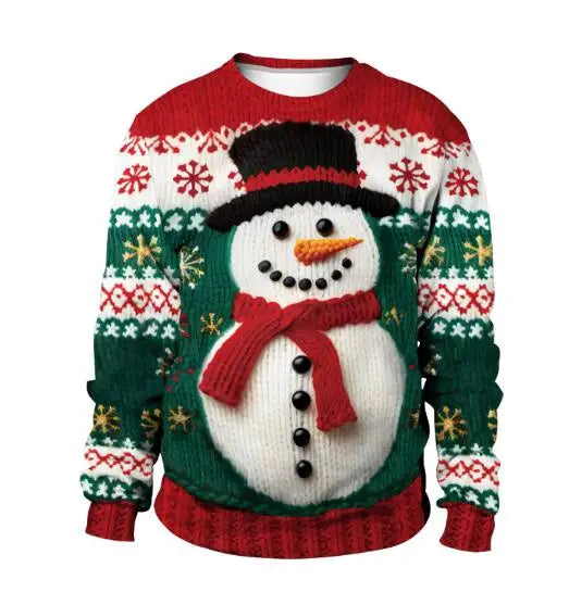 Clothing Wholesale Unisex Men Women 2026 Ugly Christmas Sweater Santa Elf Christmas Funny Fake Hair Sweater Autumn Winter Tops