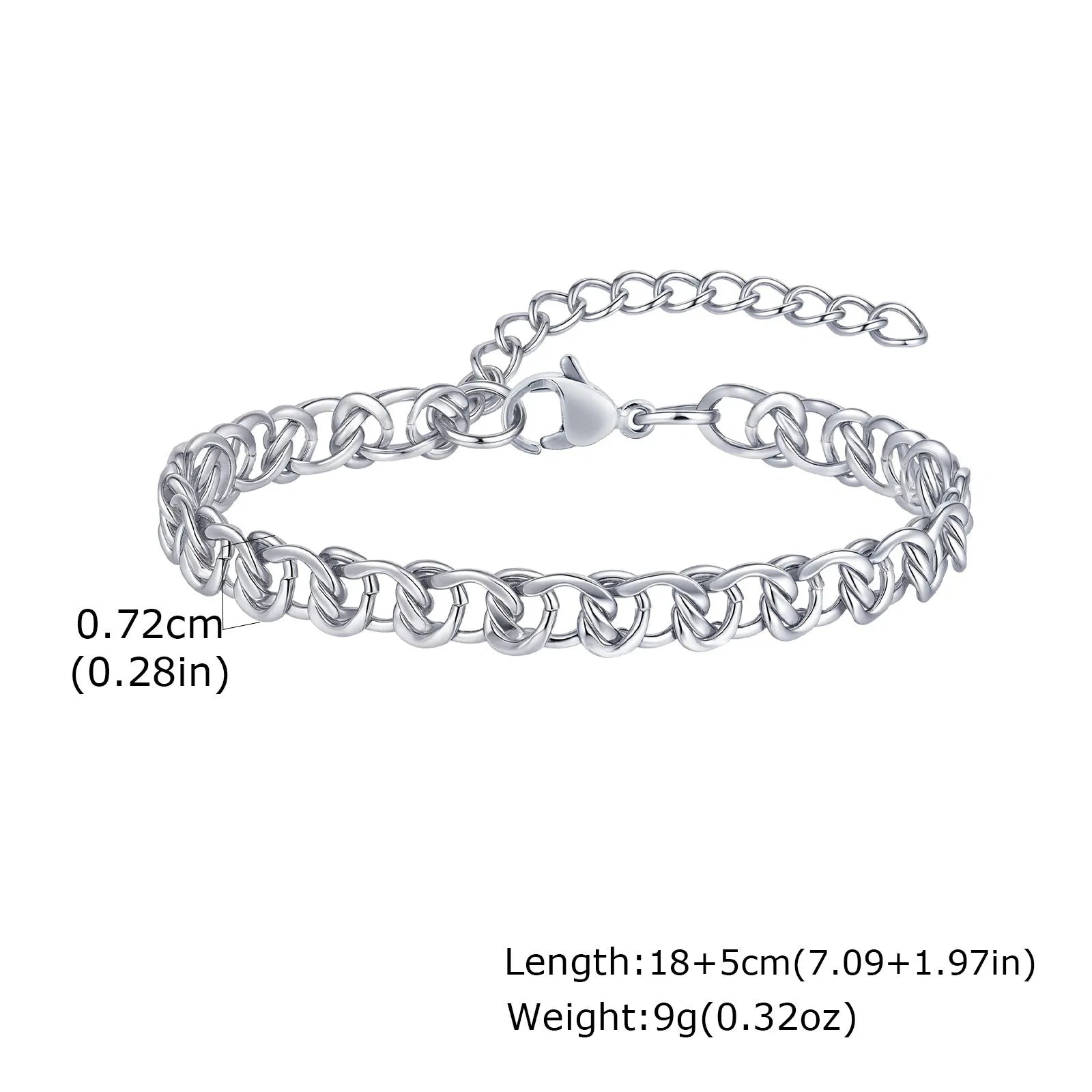 Vnox Double Knot Cuban Chain Bracelets for Men Women, Waterproof Silver Color Stainless Steel Bracelet Hand Jewelry