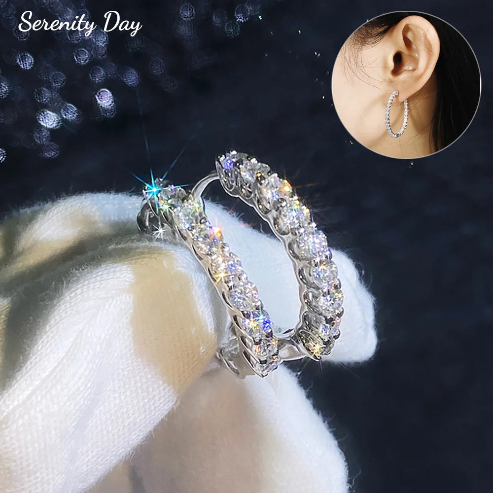 Serenity 2.5mm D Color Moissanite Earrings Women Wedding Bridal 100% S925 Sterling Silver Hoop Earrings Plated 18K Fine Jewelry - Madeinsea©