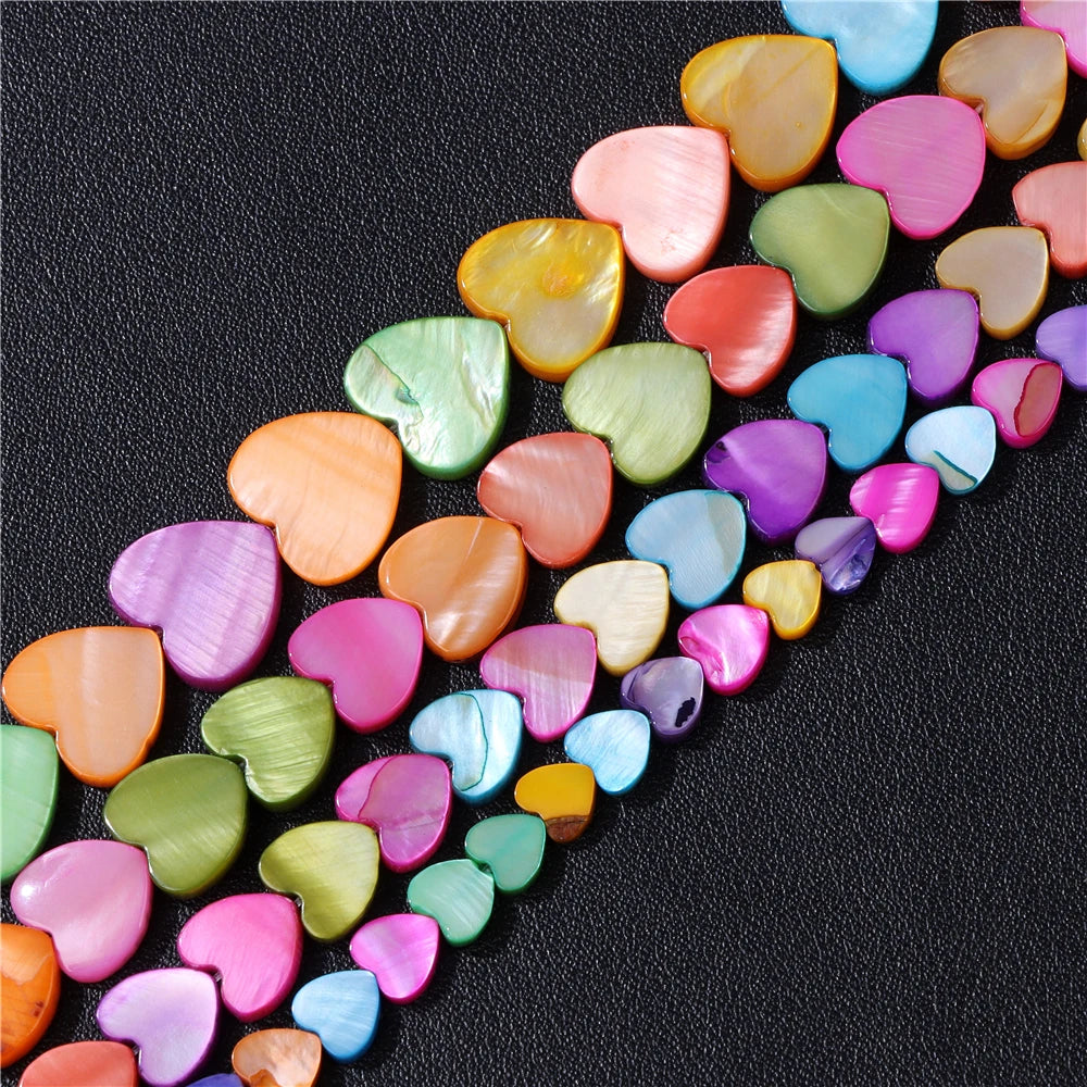 Natural Heart Shape Freshwater Shells Bead Muticolor Dyed Mother of Pearl Shell Loose Spacer Beads For For Jewelry Making DIY - Madeinsea©