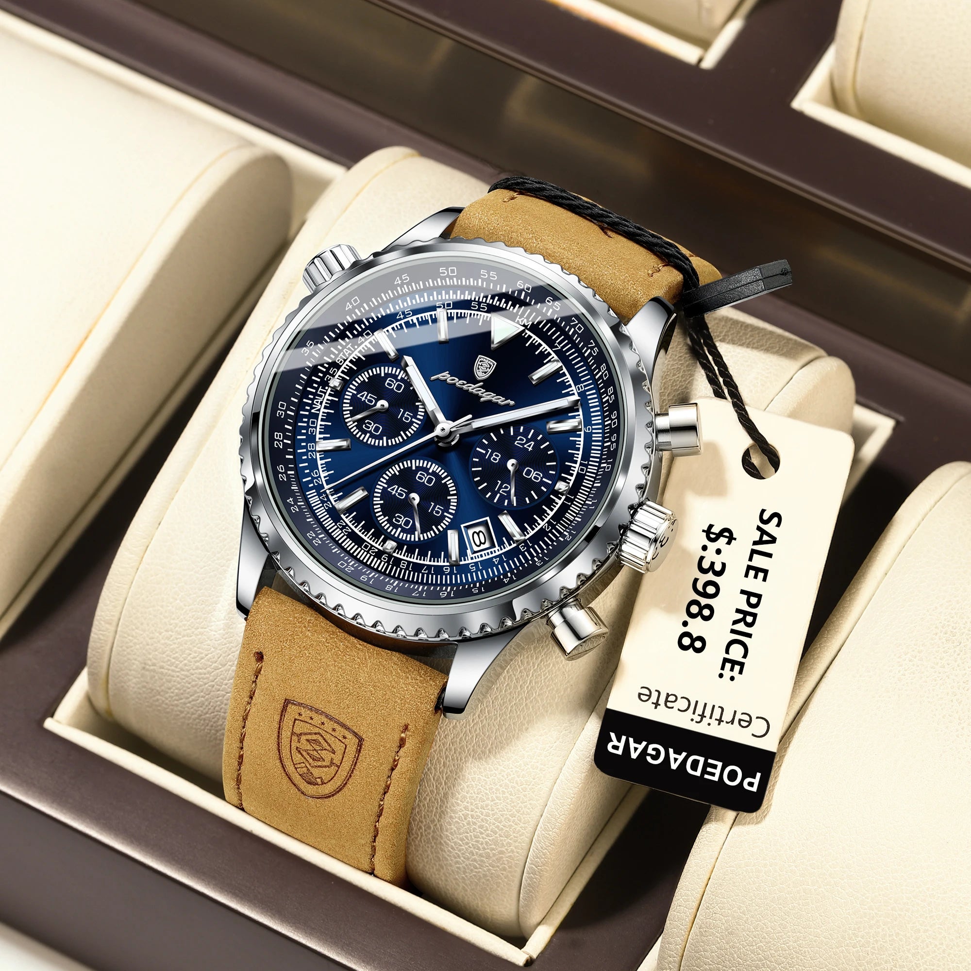 POEDAGAR Luxury Man Watch Quartz Waterproof Luminous Date Chronograph Leather Men Wristwatch Military Sports Men's Watches Reloj - Madeinsea©
