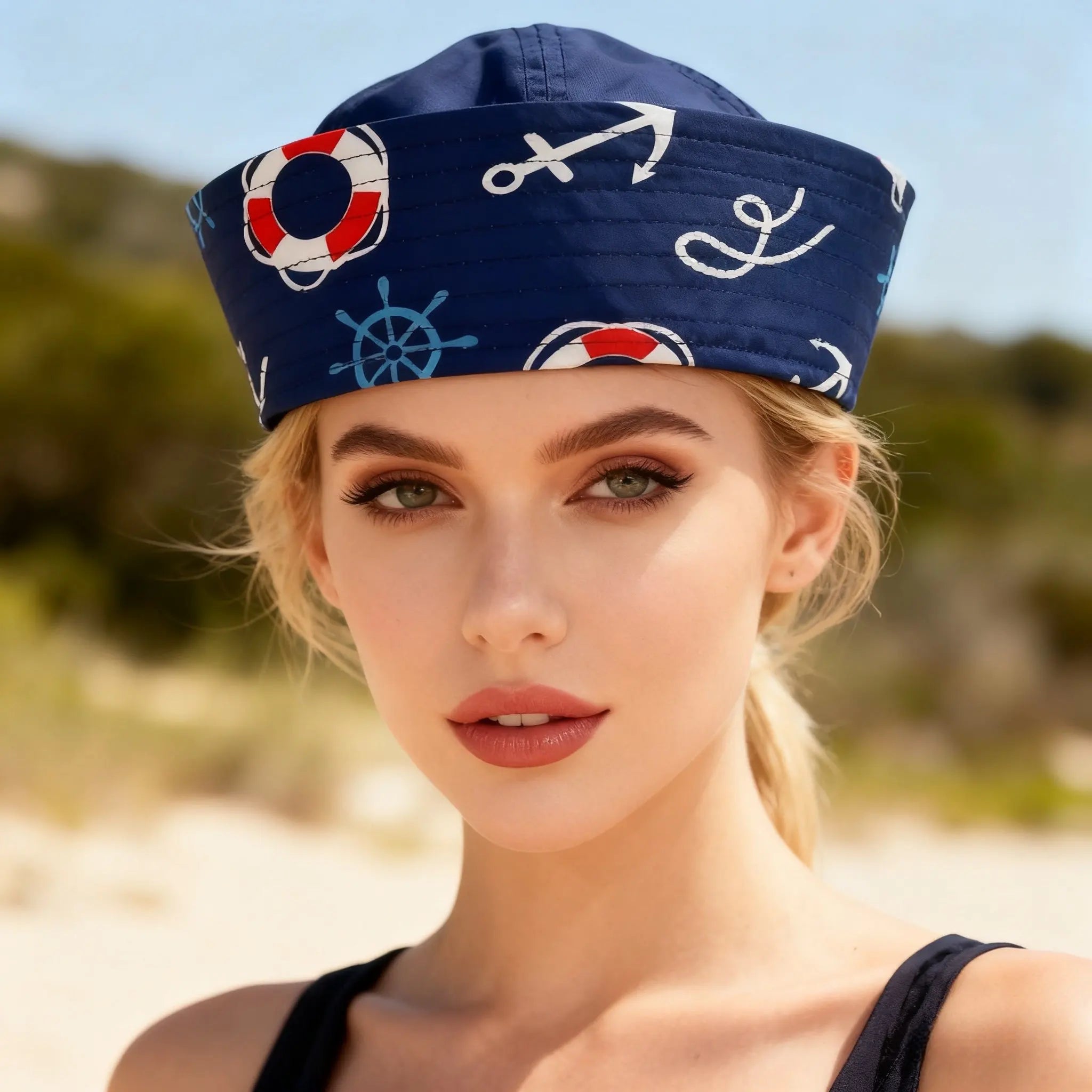 Burning Man printed embroidery adjustable navy cap Sailing cap Adult nautical cap Marine cap Cruise party Navy party Hat