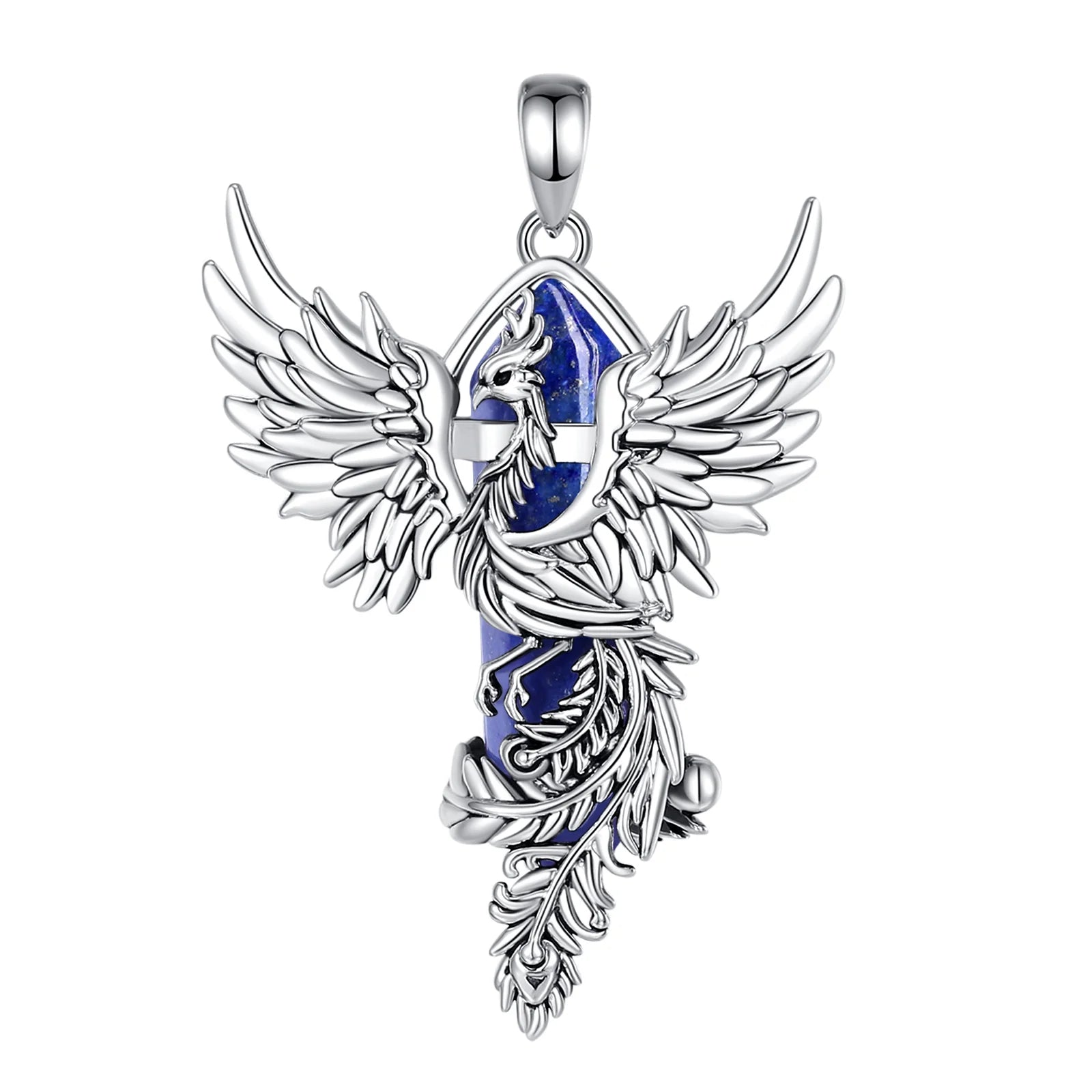 Eudora Phoenix Twining Hexagonal Lapis Lazul Prismatic Necklace Energy Healing Stone Crystal Pendant meditation Jewelry Man Gift