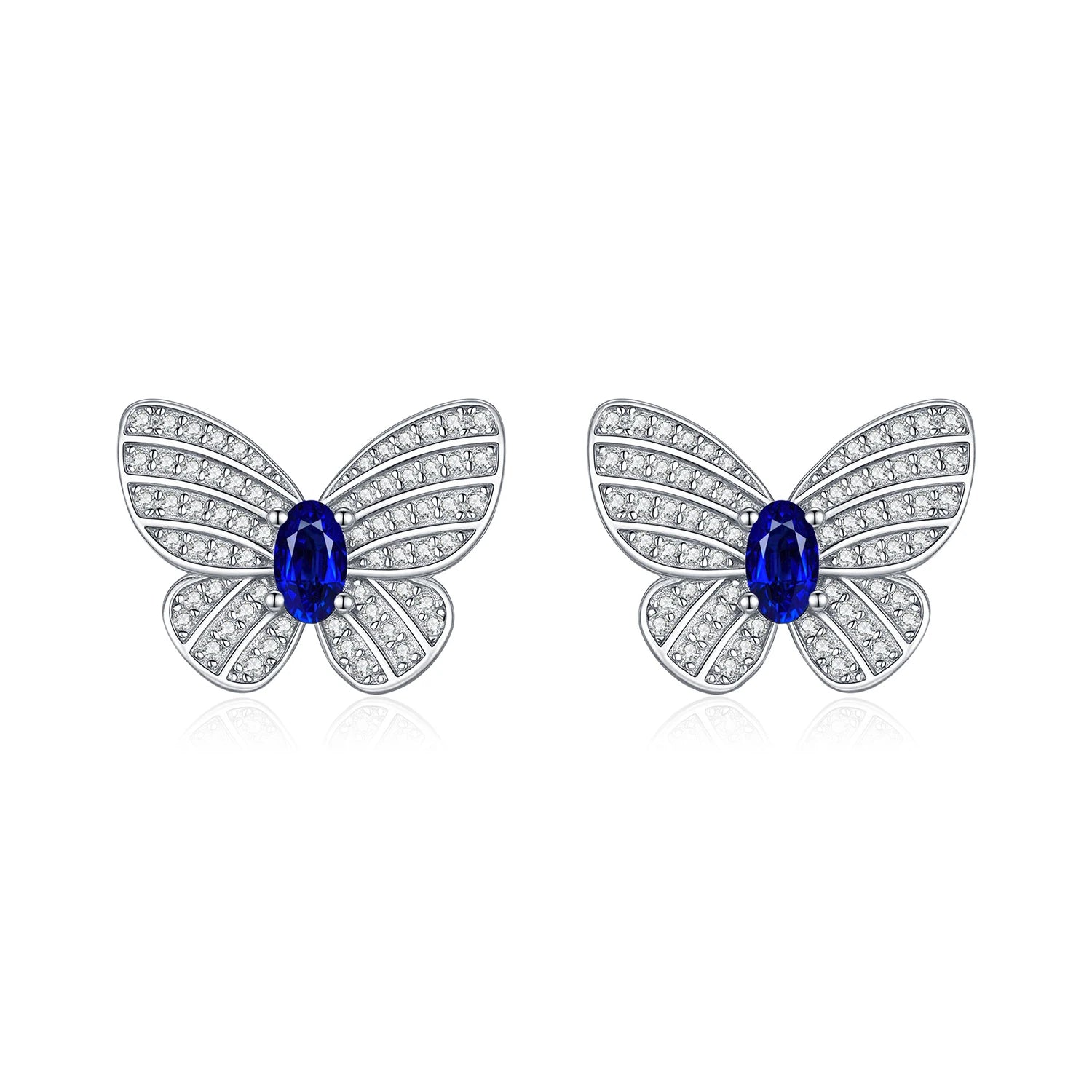 MODIAN Elegant Royal Blue Zirconia Ear Studs 925 Sterling Silver Exquisite Luxury Butterfly Stud Earrings For Women Fine Jewelry