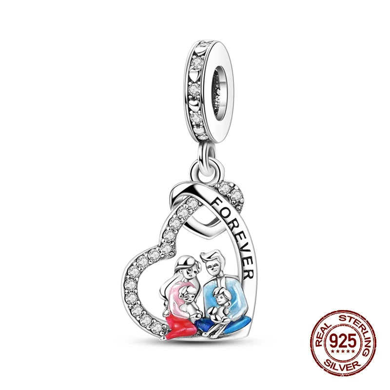 Fashion 925 Sterling Silver Heart Shape Tree Of Life Mother Sister Hug Charms Beads Fit Original Bracelets Fine DIY Jewelry Gift