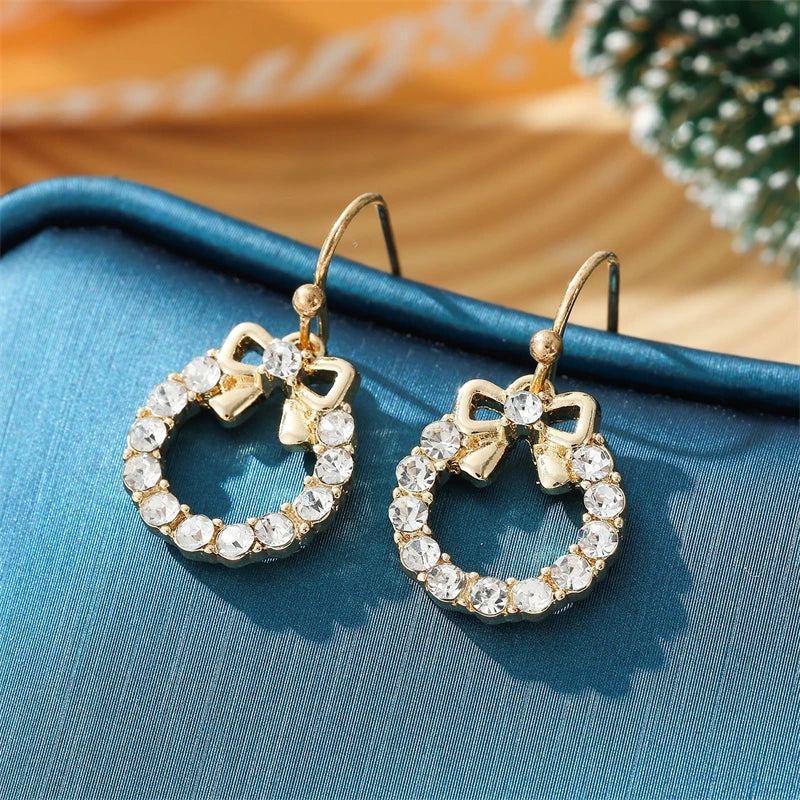 Fashion Christmas Snowflake Earrings For Women Cute Trendy Xmas Tree Colorful Bells Bow Knot Piercing Earring Party Jewelry Gift