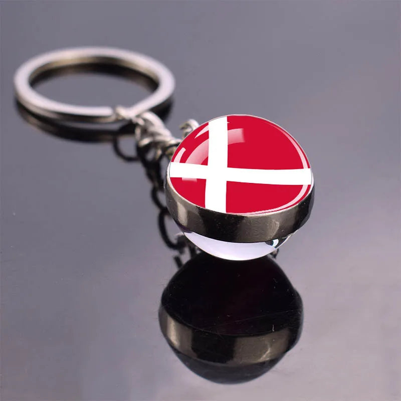 Europe Countries Flag Glass Ball Keychain Russia France Spain UK Italy Poland Ukraine Flag Keyring Travel Gift