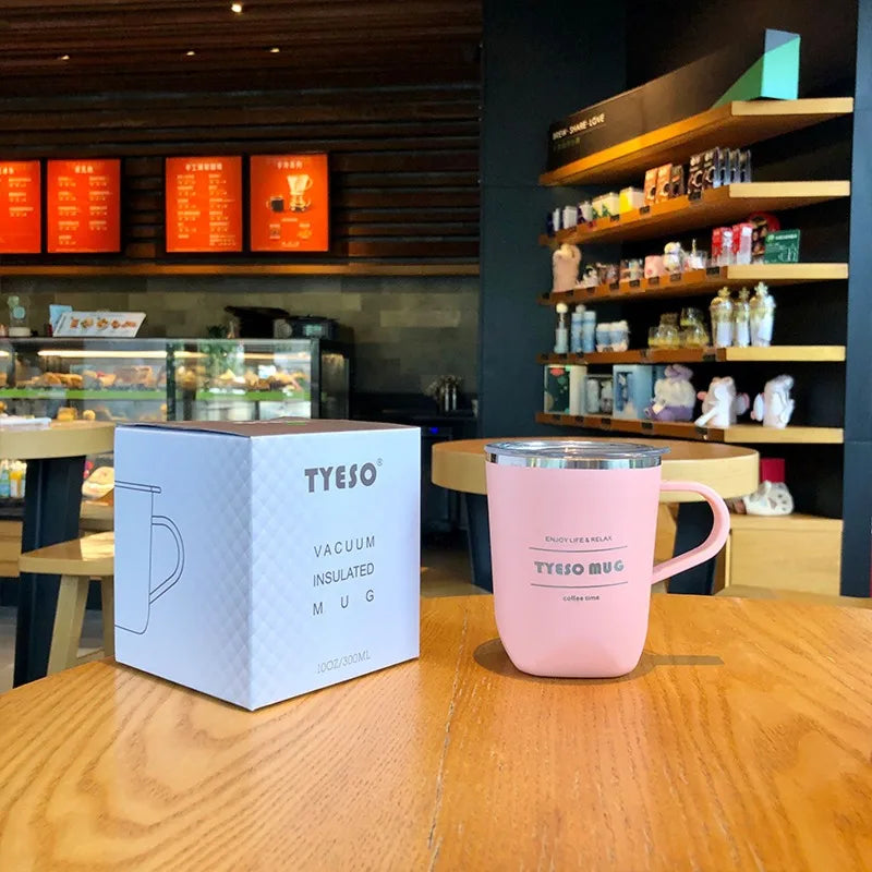 Tyeso Water Bottle 260/300ml Coffee Mug Stainless Steel Coffee Cup Travel Mug with Lid Insulated For Office Home Coffee Tea tool