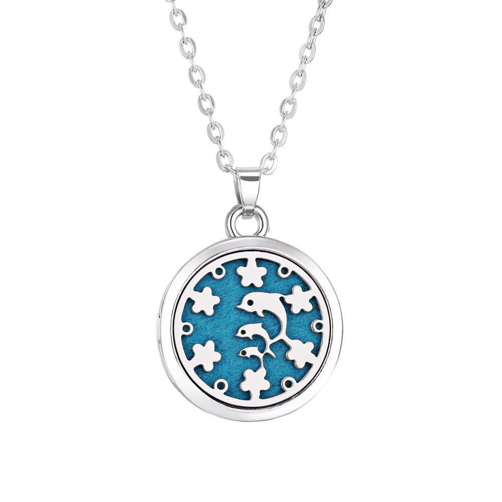 Tree of Life Aromatherapy Necklace Perfume Essential Oil Diffuser Alloy Stainless Steel  Locket Pendant Aroma Diffuser Necklace - Madeinsea©