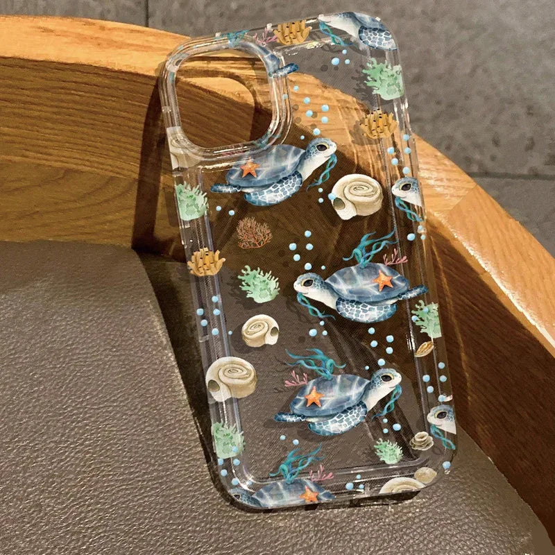 Summer Ocean Turtle Dolphin Print Clear Case for Xiaomi Redmi Note 12 4G Redmi Note 13 Pro Plus 5G 12S 11S 11 10S 10 9 9S Cover