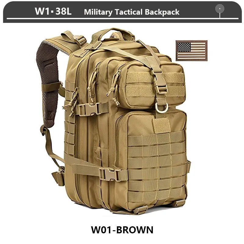 Tactical Backpack 3 Day Assault Pack Molle Bag 38/45L Large Outdoor Waterproof Hiking Camping Travel 600D Rucksack Men Fishing - Madeinsea©