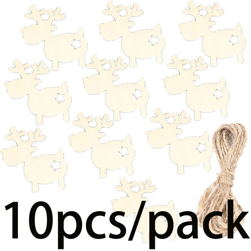 (10pieces/pack)7.94x8.33CM Christmas Elk Wooden Decoration Door Pendant Christmas Tree Celebrating Atmosphere
