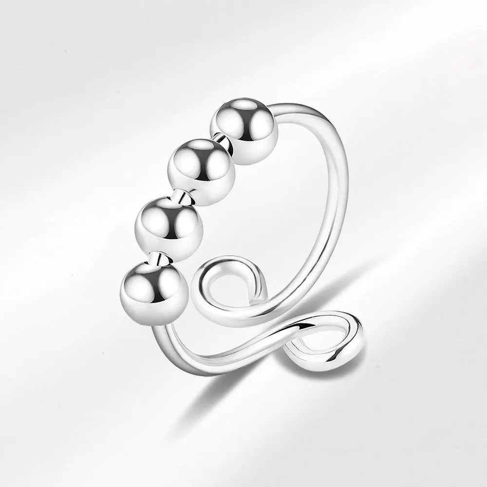 Anti Stress Anxiety Silver Ball Rings 925 Women Men Spinner Fidget Rings Vintage Gold Couple Anillos Jewelry Free Shipping Gift