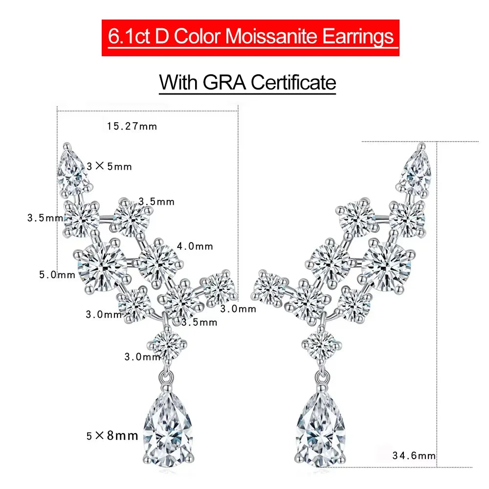 Serenity 4.8ct D Color Moissanite Necklace Women Bridal Gift 100% S925 Sterling Silver Sparkling Lab Diamond Pendant Neck Chain - Madeinsea©