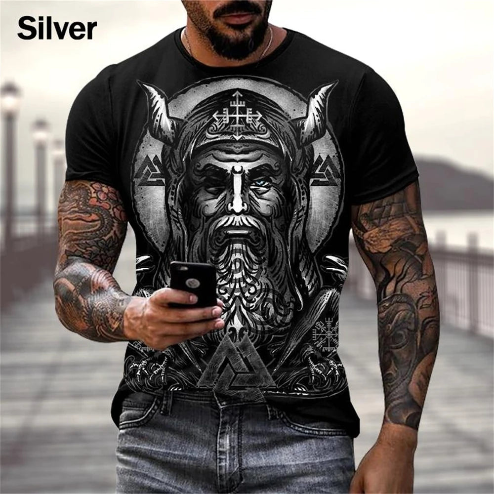 Summer Viking Warriors graphic 3d Print T Shirt Nordic Style Men's Oversized Short Sleeve Tops Tees Men's Designer Clothing