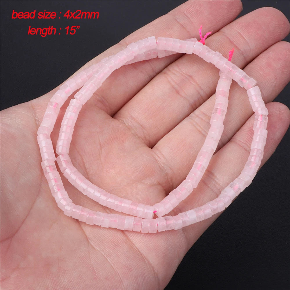 45 Style Natural Rose Quartz Bead Round Tube Crystal Loose Beads For Jewelry Making Handmade Diy Bracelet Necklace Accessories