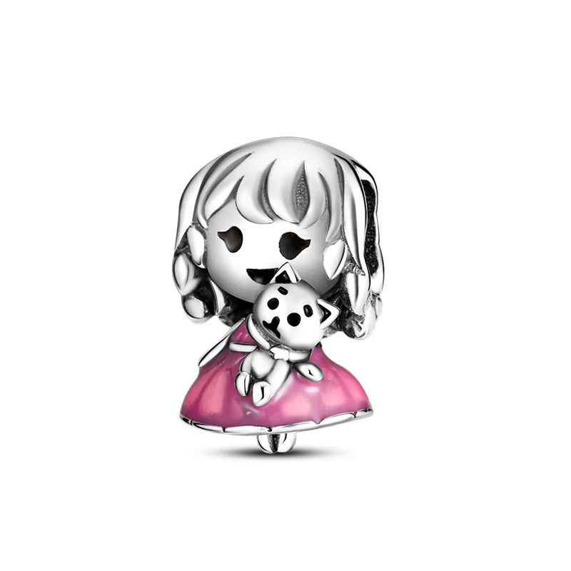 925 Sterling Silver Boy Girl Couple Lovers Beads Marriage Charms Dangle Fit Original  Bracelet Charms Jewelry Women DIY