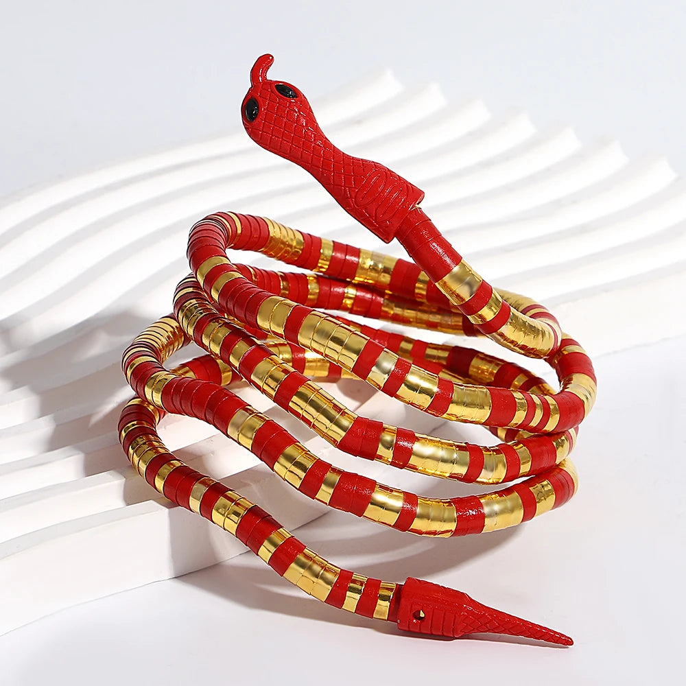 AENSOA Colorful Creative Bendable Snake Bracelet for Women Personalized Multi Use Necklace Choker Arm cuff  Adjustable Jewelry