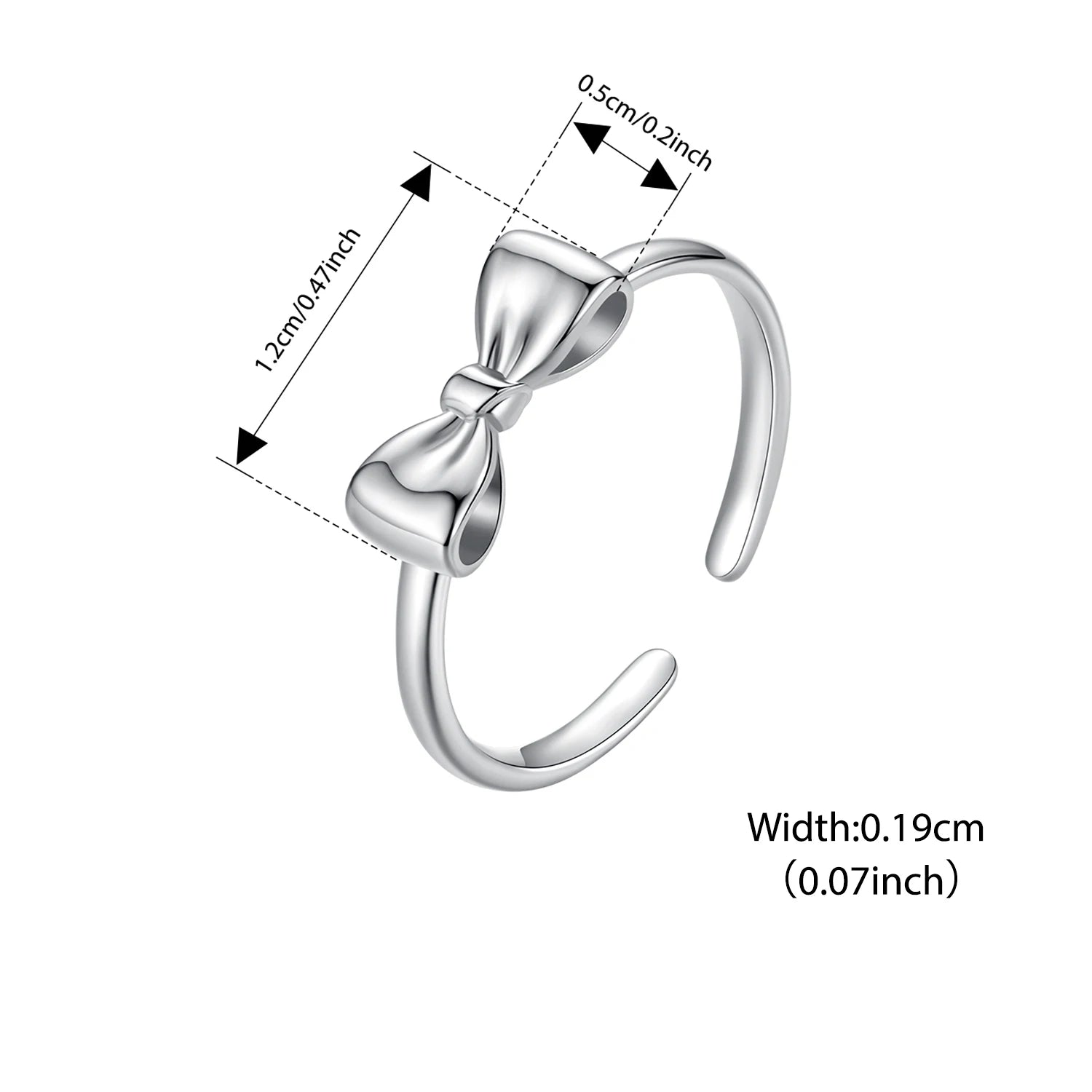 BISAER 925 Sterling Silver Bow-knot Open Ring Adjustable  Bow-knot Band Plated White Gold for Women Party Original Fine Jewelry