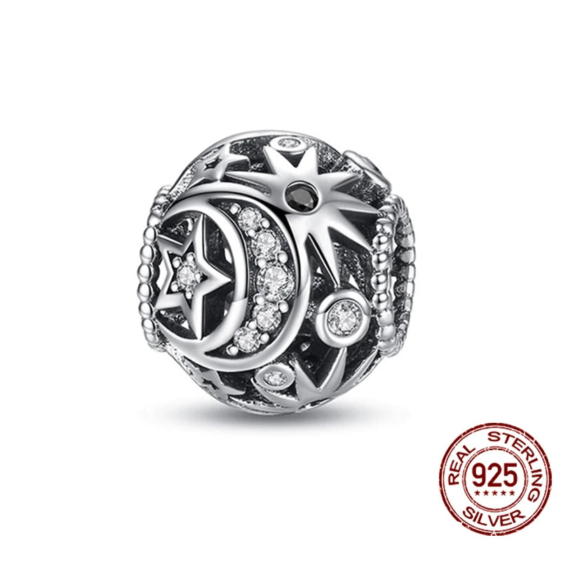 Classic 925 Sterling Silver Crown Skull Beads & Rose Pistol Dangle Charm Fits Bracelet Exquisite Necklace Jewelry Gifts