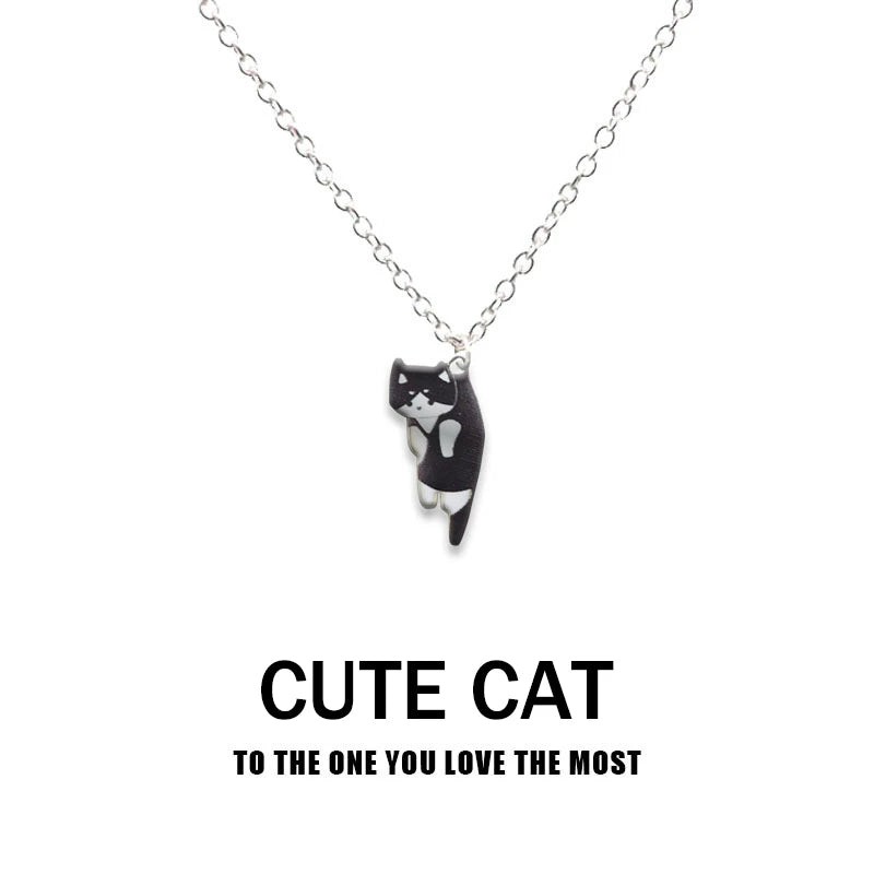 New Creative Cute Cartoon Cat Pendant Necklace For Women Multi Color Kitten Metal Chain Choker Couple Friendship Party Jewelry - Madeinsea©