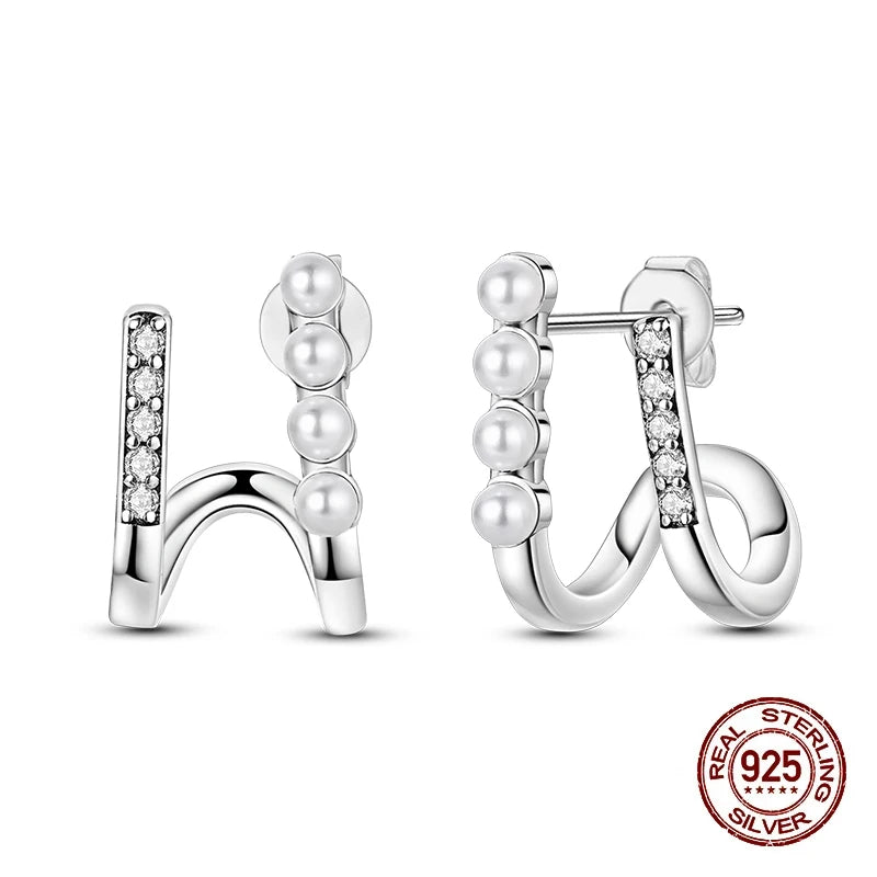 Classic Zircon Stud Earrings For Women Pearl Drop Earring 100% 925 Sterling Silver Butterfly Heart-Shaped Earings Fine Jewelry