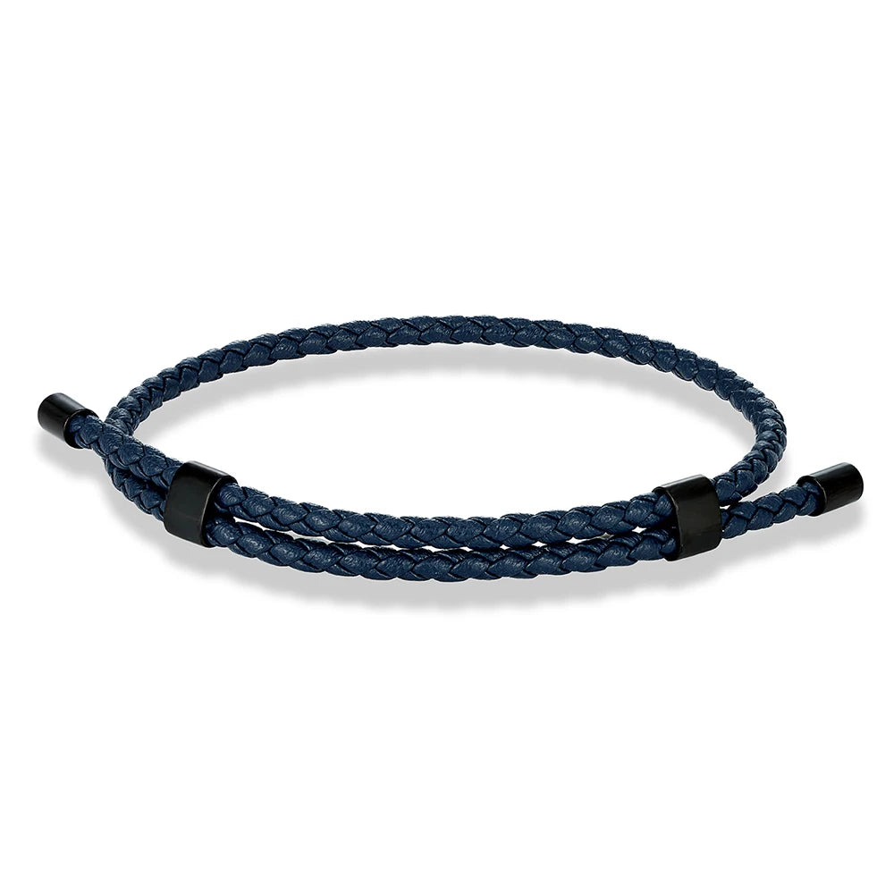 MKENDN Simple Style Men Titanium Steel Bracelet 3mm Red Leather Braided Rope Women High Quality Adjustable Charm Jewelry