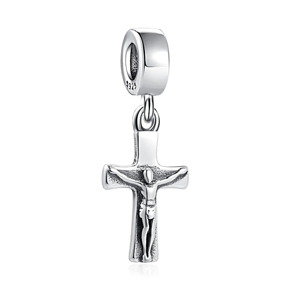 Fine religion series 925 Silver Jesus Bible Diy Bead cross Pendant Fit Original Bracelet Trinket Jewelry Figure Buddha Charm
