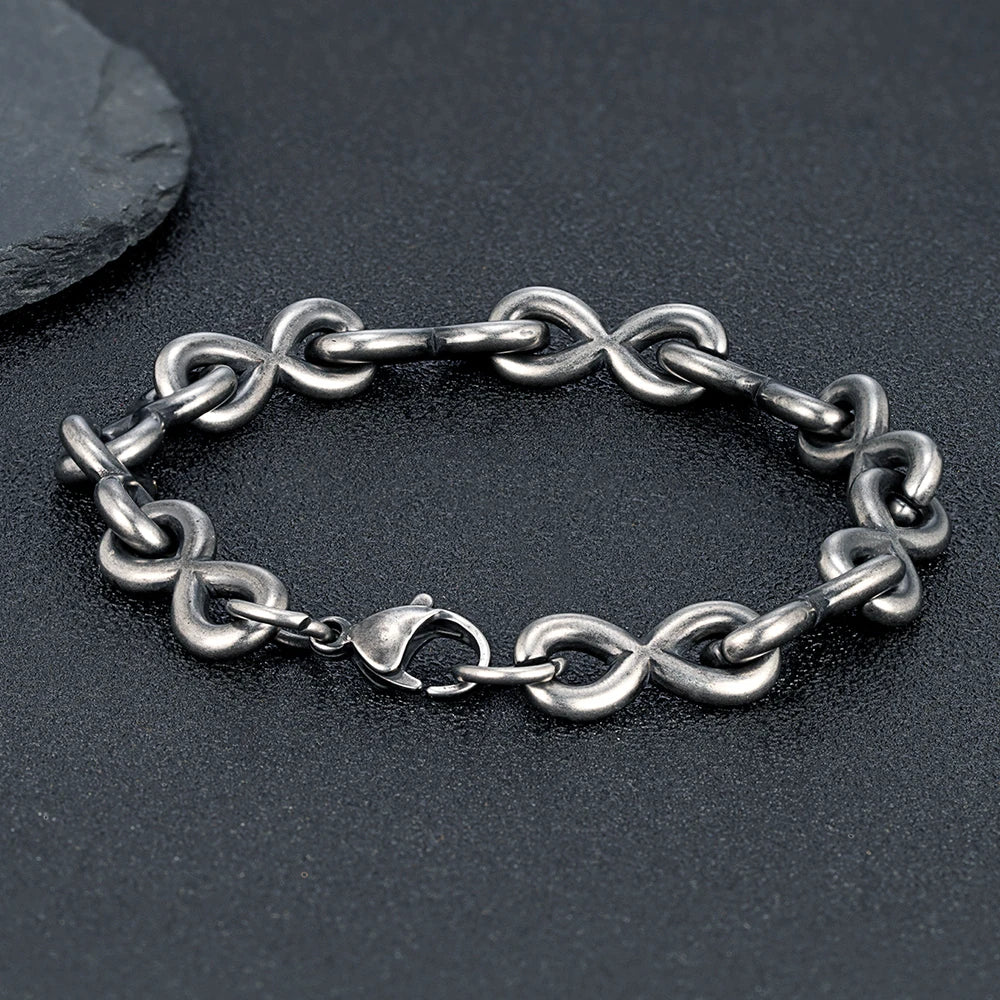 MKENDN Infinity Bracelet Fashion 316L Stainless Steel Metal Chain 18K Gold Plated Waterproof Jewelry for Women Bijoux Femme