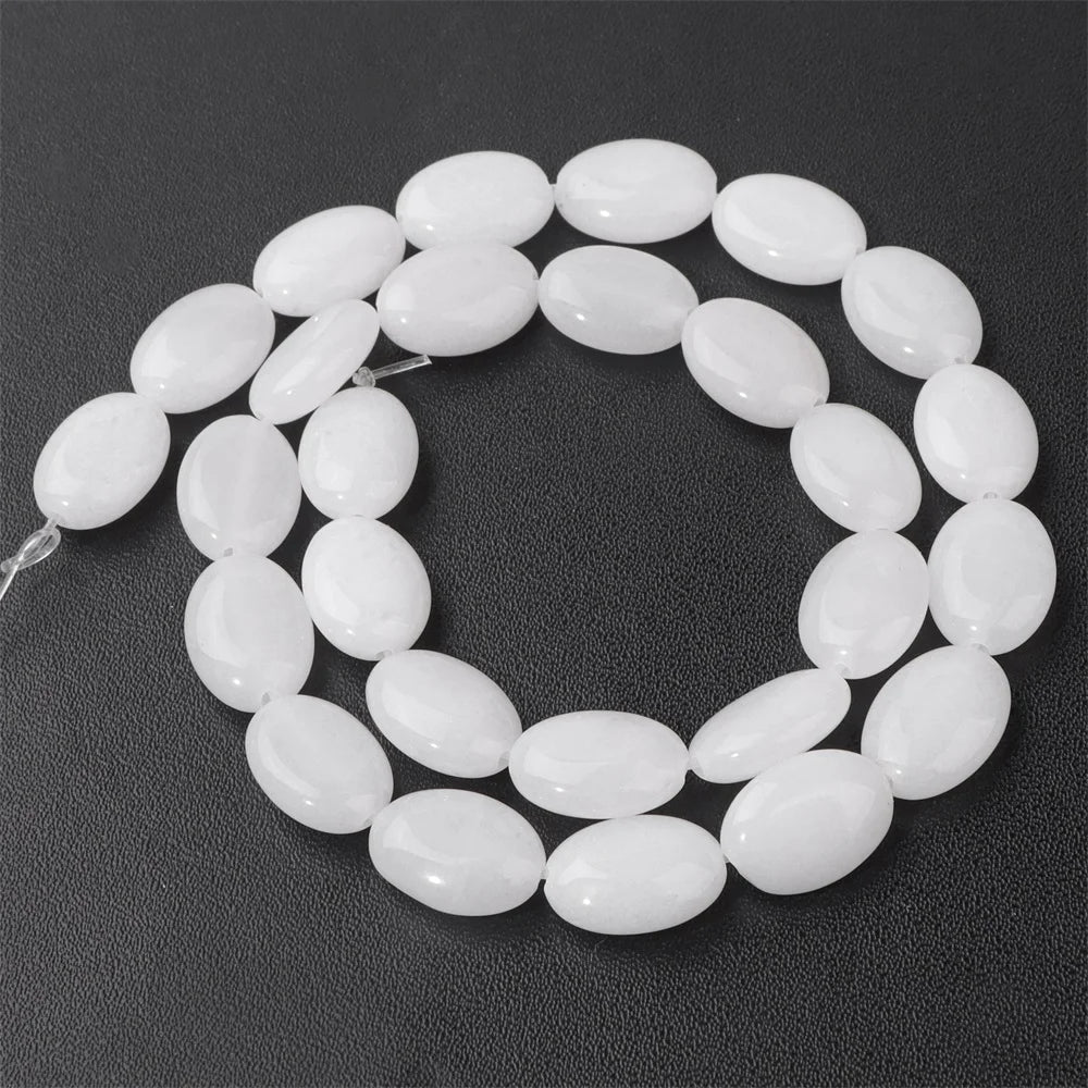 10x15mm Natural Stone Bead Flat Oval Shape Amazonite Rose Quartzs Amethysts Beads For Jewelry Making Necklace Bracelet Handmade