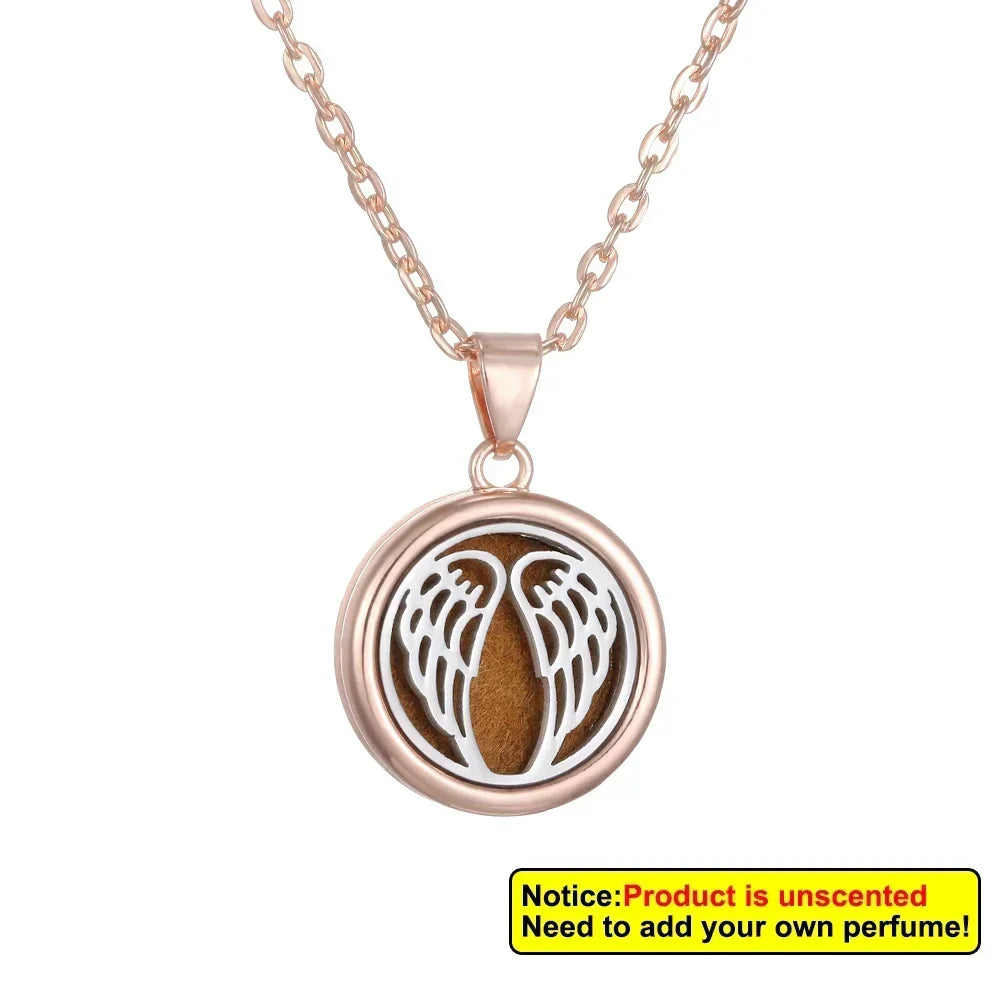 2025 New Tree of Life Aromatherapy Necklace Golden Rose Color Open Locket Scent Aroma Perfume Essential Oil Diffuser Necklace